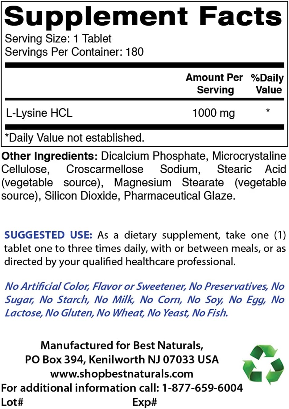 High Potency L-Lysine and L-Proline Supplement - 1000mg & 500mg Capsules for Immune Support and Collagen Production