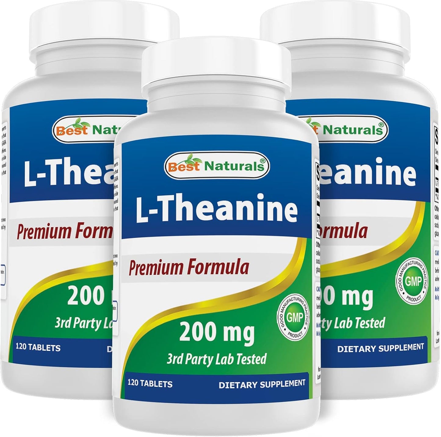 High Potency L-Theanine Tablets - 200mg Per Tablet - Promotes Relaxation - Non-Drowsy Formula - 120 Vegetarian Tablets - Pack of 360 Tablets