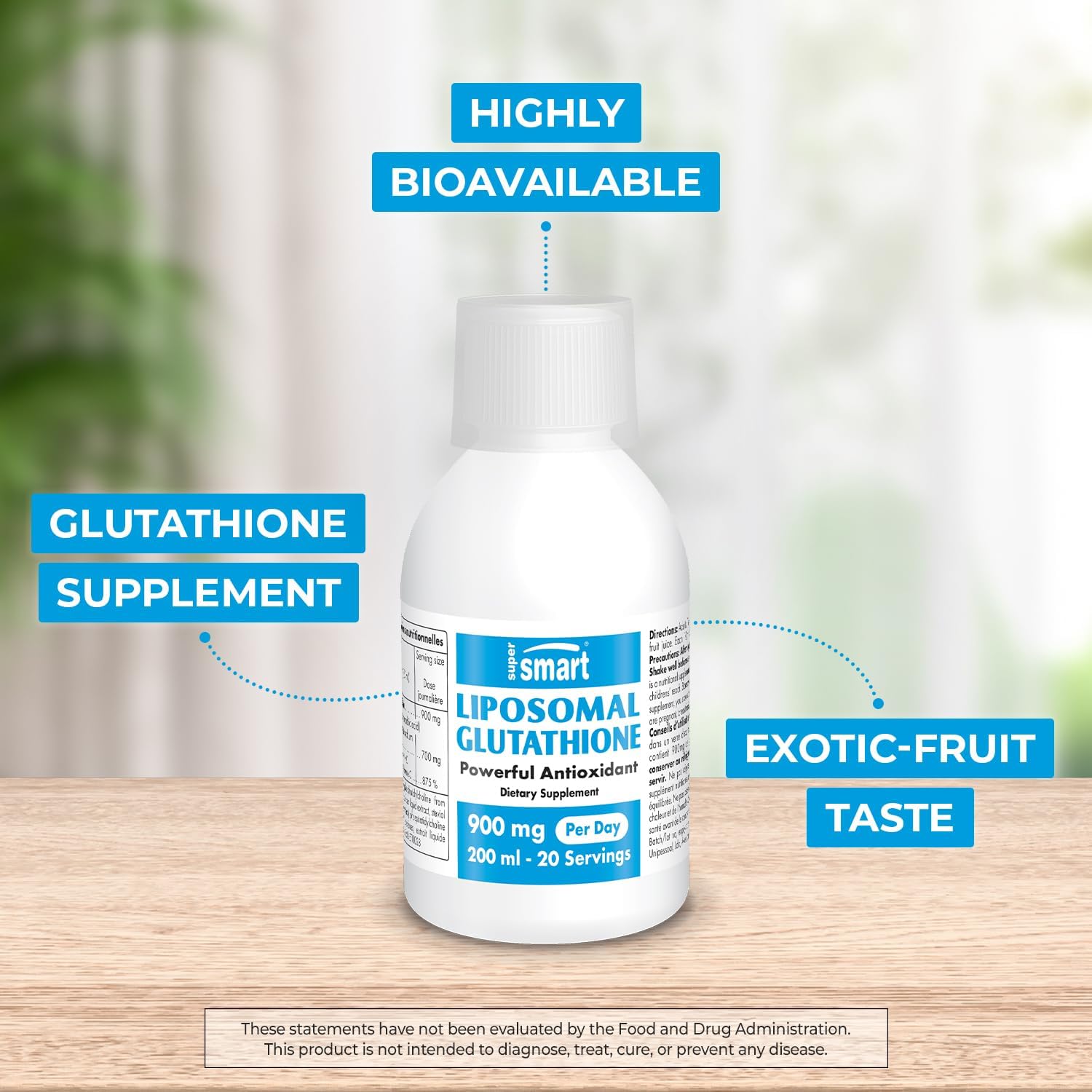 High Potency Liposomal Glutathione Liquid with Vitamin C - Enhanced Antioxidant Formula - Non-GMO & Gluten Free - 200ml - 20 Servings