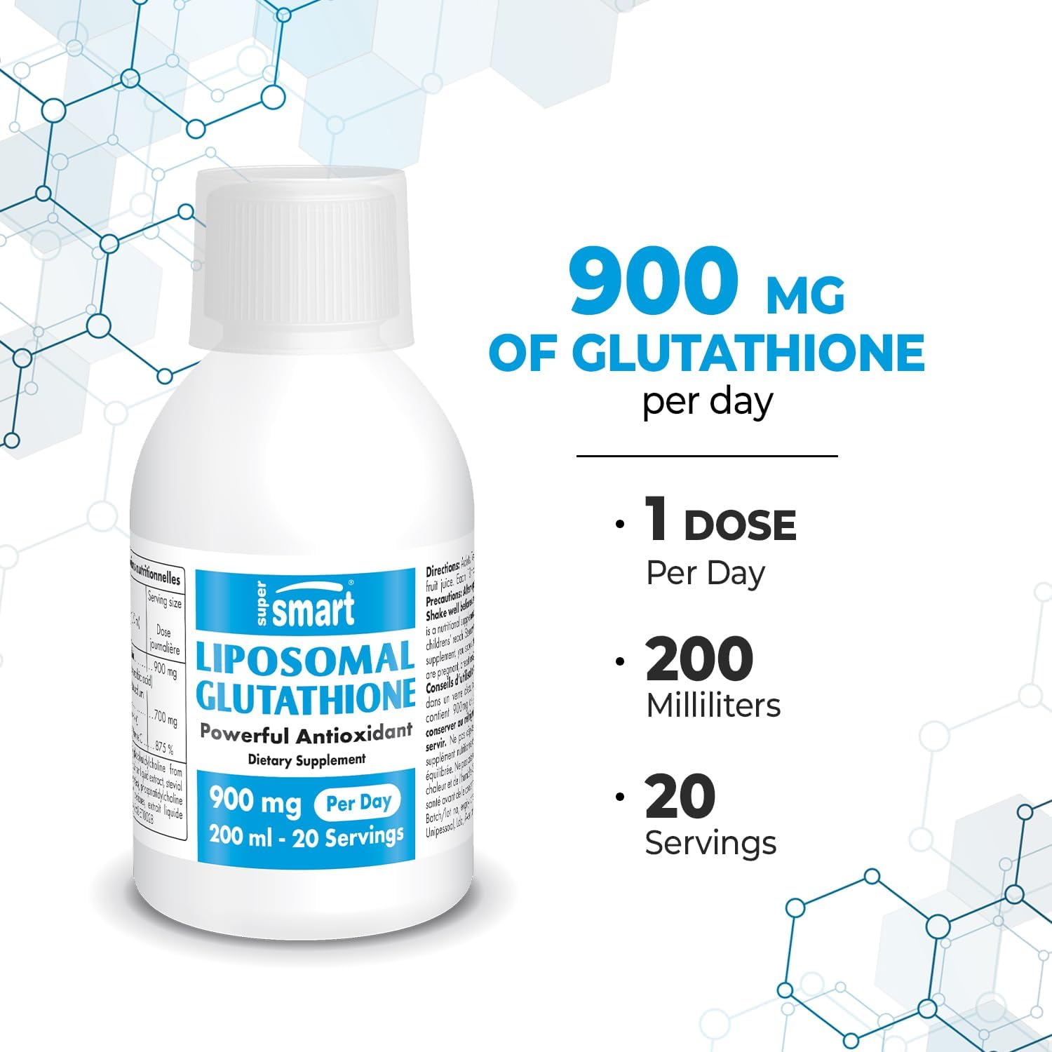 High Potency Liposomal Glutathione Liquid with Vitamin C - Enhanced Antioxidant Formula - Non-GMO & Gluten Free - 200ml - 20 Servings