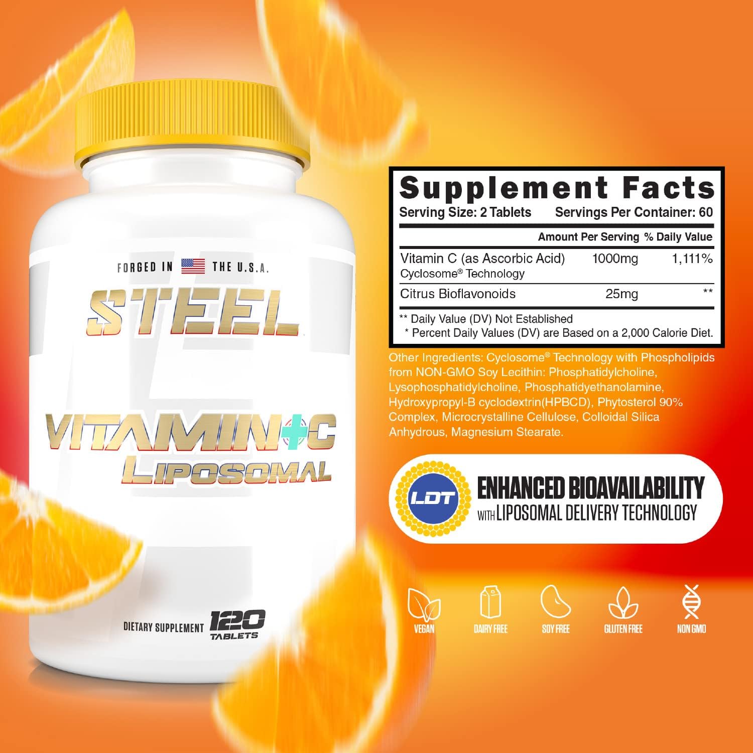 High-Potency Liposomal Vitamin C Tablets with Cyclosome Technology for Immunity and Cardiovascular Health - 120 Count