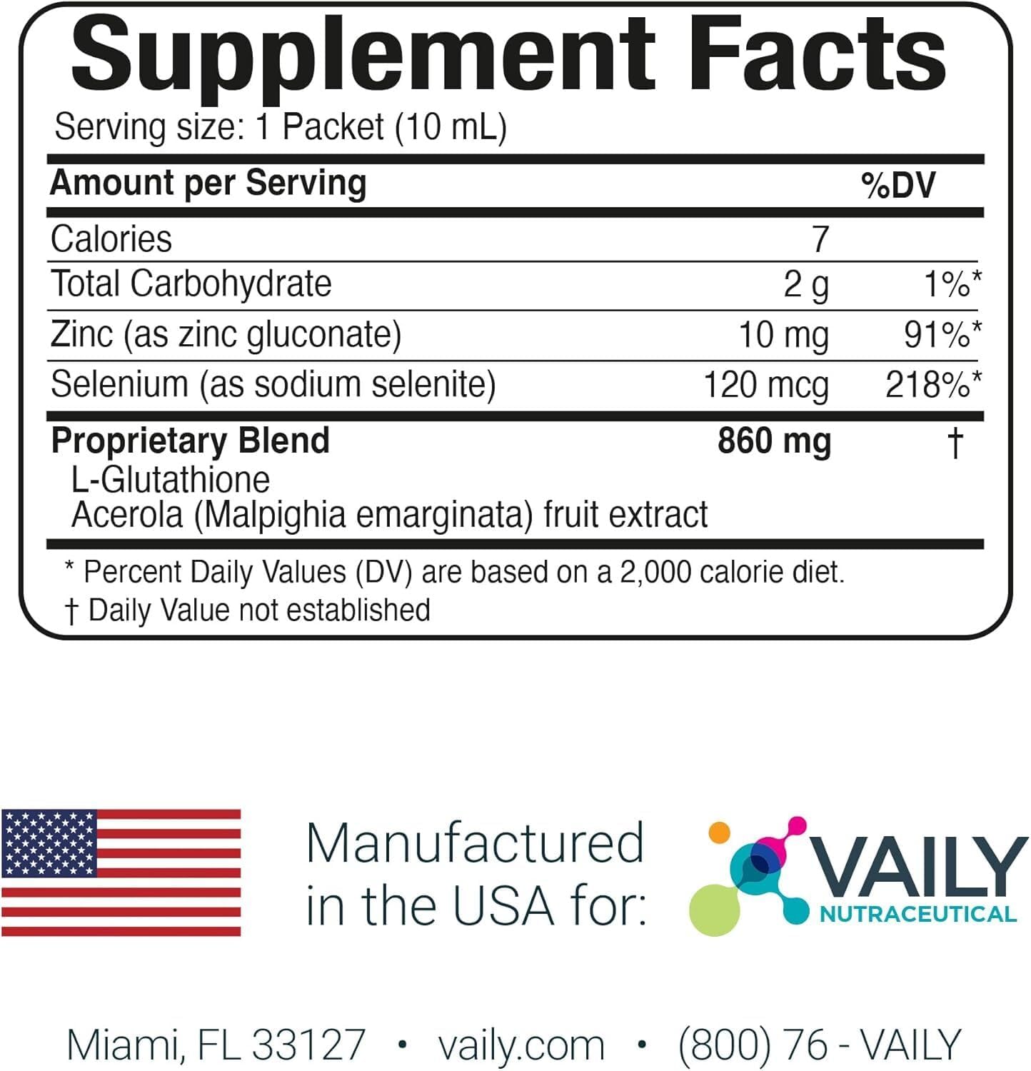 High Potency Liquid Glutathione Supplement with Acerola Vitamin C, Zinc & Selenium - Immune Support for Adults - Antioxidant & Skin Health - 30 Single-dose Vials