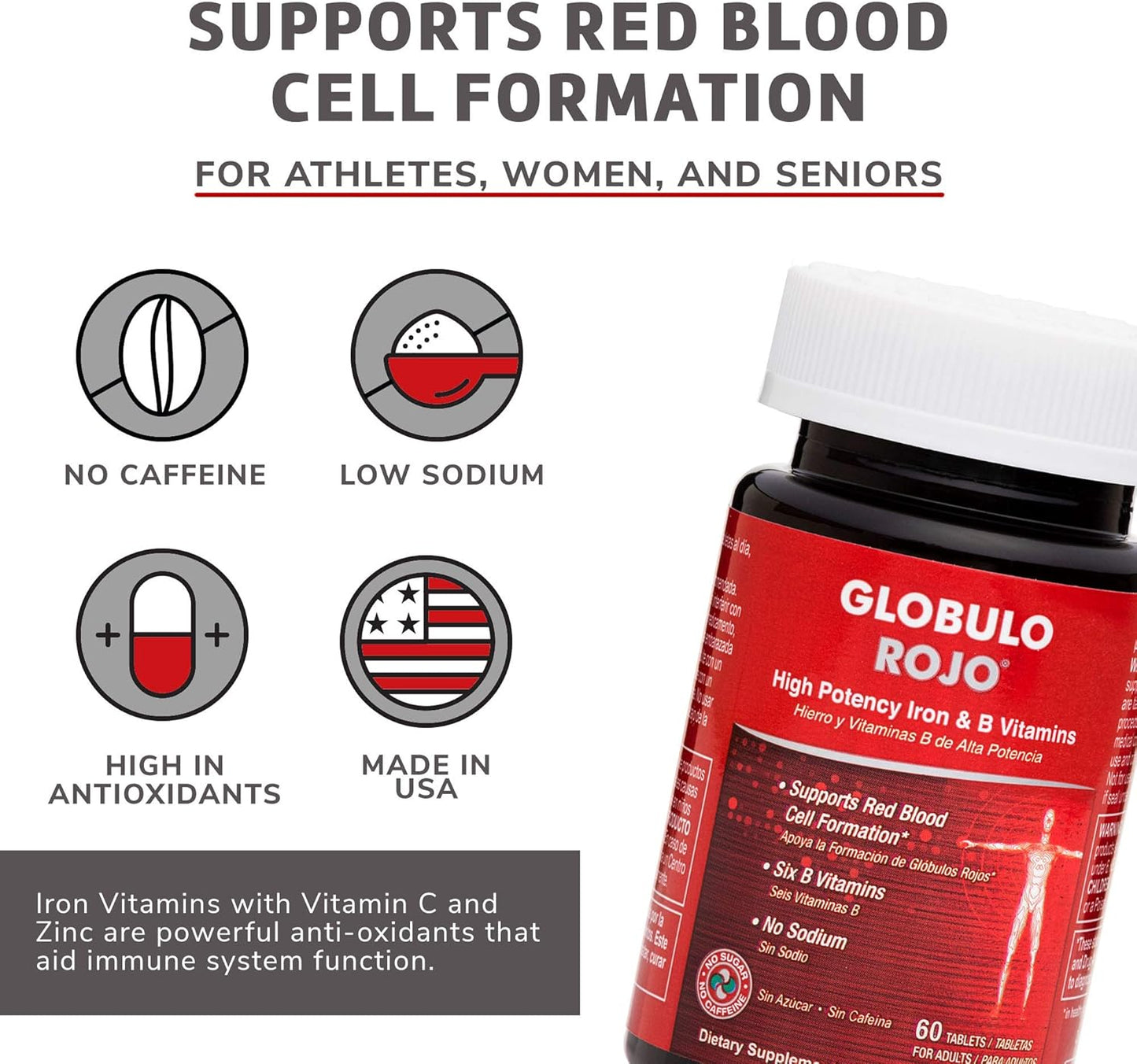 High Potency Liquid Iron Supplement with B Vitamins for Vegans - 16 FL OZ