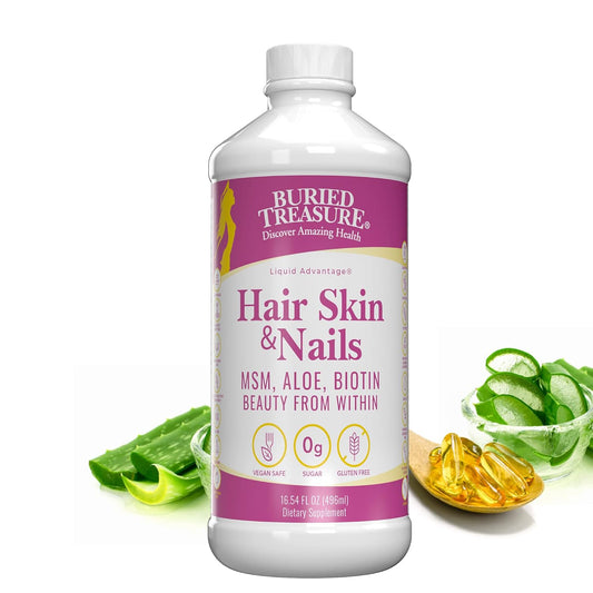 High Potency Liquid Whole Food Complex for Hair, Skin, Nails - MSM, Biotin, Aloe Vera, Vitamins & Minerals - 16 oz