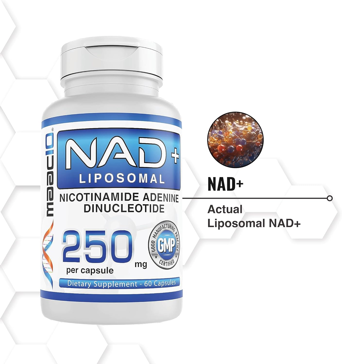 High Potency MAAC10 NAD+ Liposomal Capsules (250mg, 60-Day Supply) for Cellular Health and Energy Boost