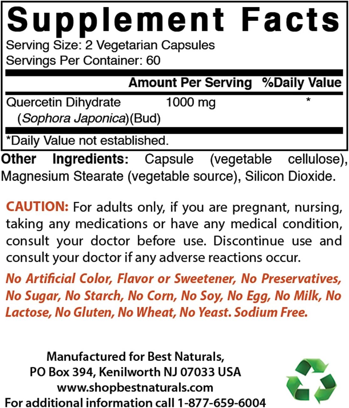 High Potency Magnesium Chloride and Quercetin Supplement - 1520 mg Formula for Enhanced Health