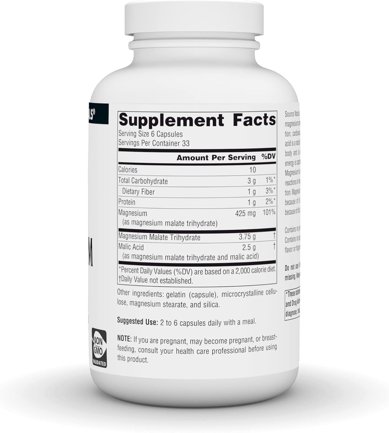 High Potency Magnesium Malate Supplement for Muscle Support and Energy Production - 3750 MG, 200 Capsules by Source Naturals