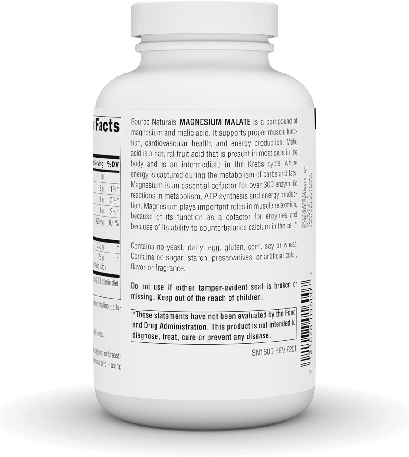 High Potency Magnesium Malate Supplement for Muscle Support and Energy Production - 3750 MG, 200 Capsules by Source Naturals