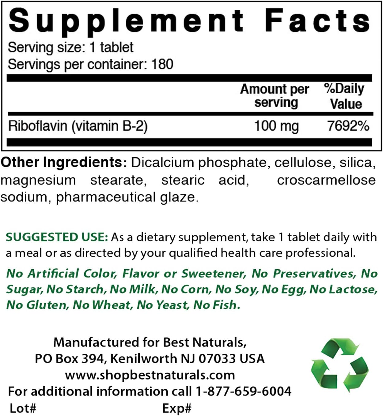 High Potency Magnesium Oxide 500mg with B2 (Riboflavin) 100mg - Natural Supplement for Energy and Muscle Health
