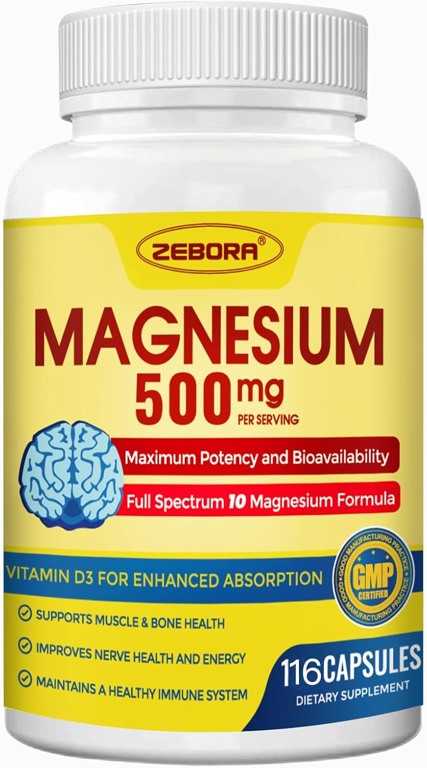 High Potency Magnesium Supplement Complex - 500mg Tablets by ZEBORA