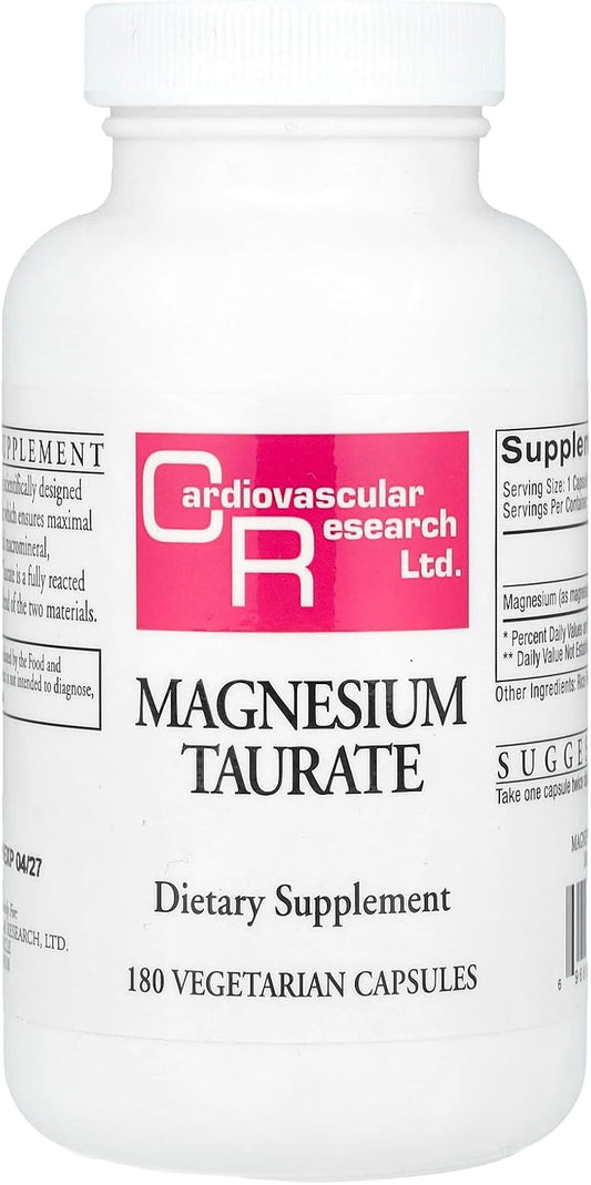 High Potency Magnesium Taurate Capsules 125mg - 180 Count - Cardiovascular Health Support