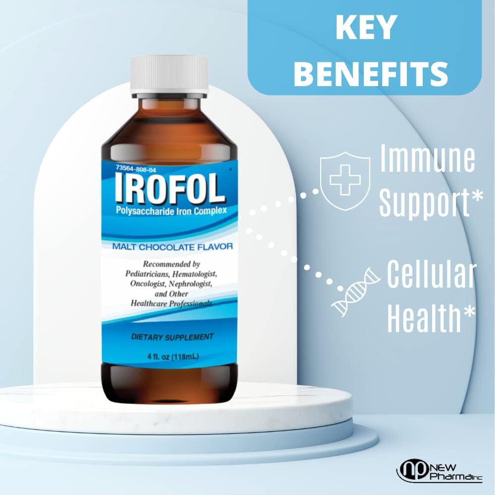 High Potency Malt Chocolate Liquid Iron Supplement for Kids & Adults - 4 fl oz - 100mg Polysaccharide Iron Complex - Anemia and Energy Support