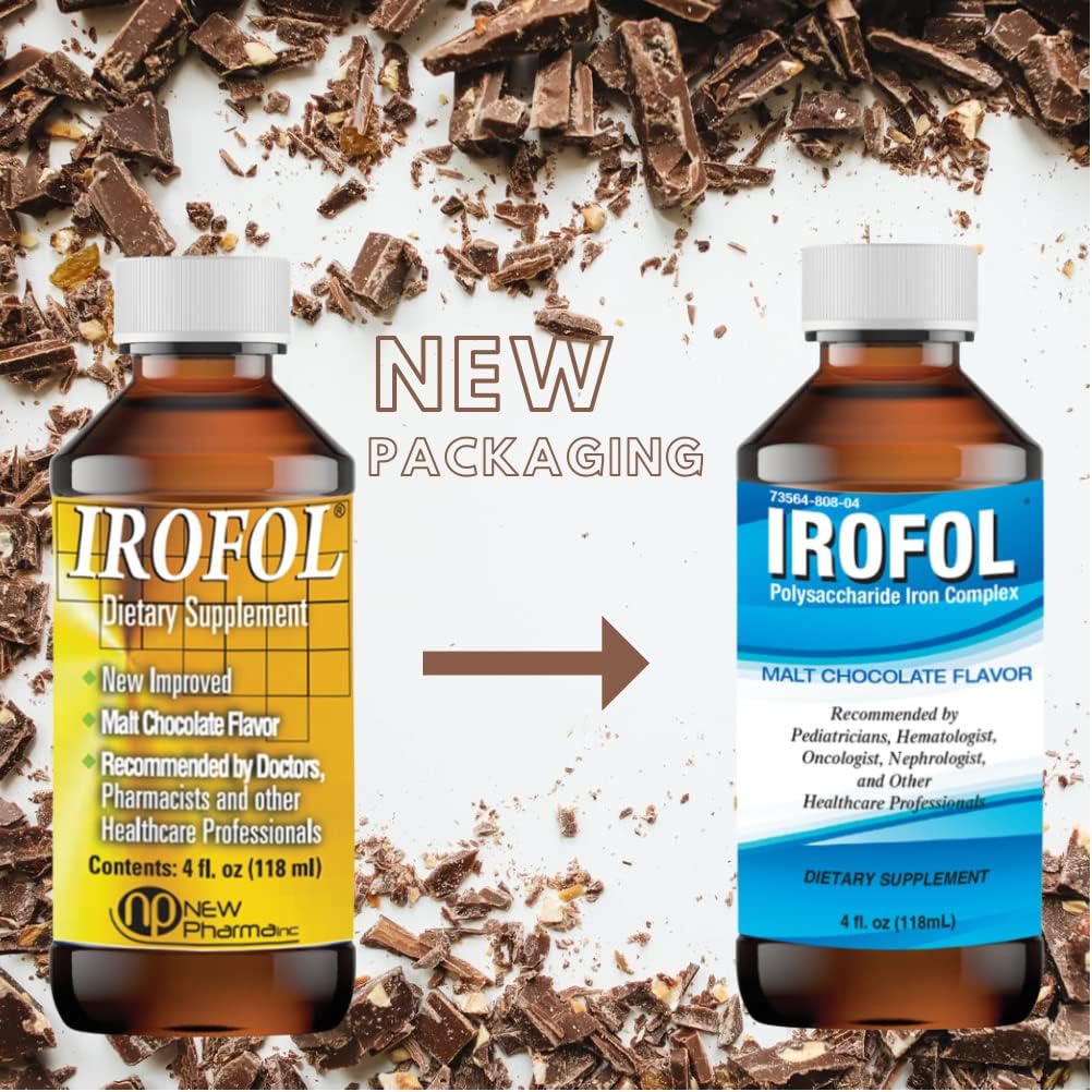 High Potency Malt Chocolate Liquid Iron Supplement for Kids & Adults - 4 fl oz - 100mg Polysaccharide Iron Complex - Anemia and Energy Support