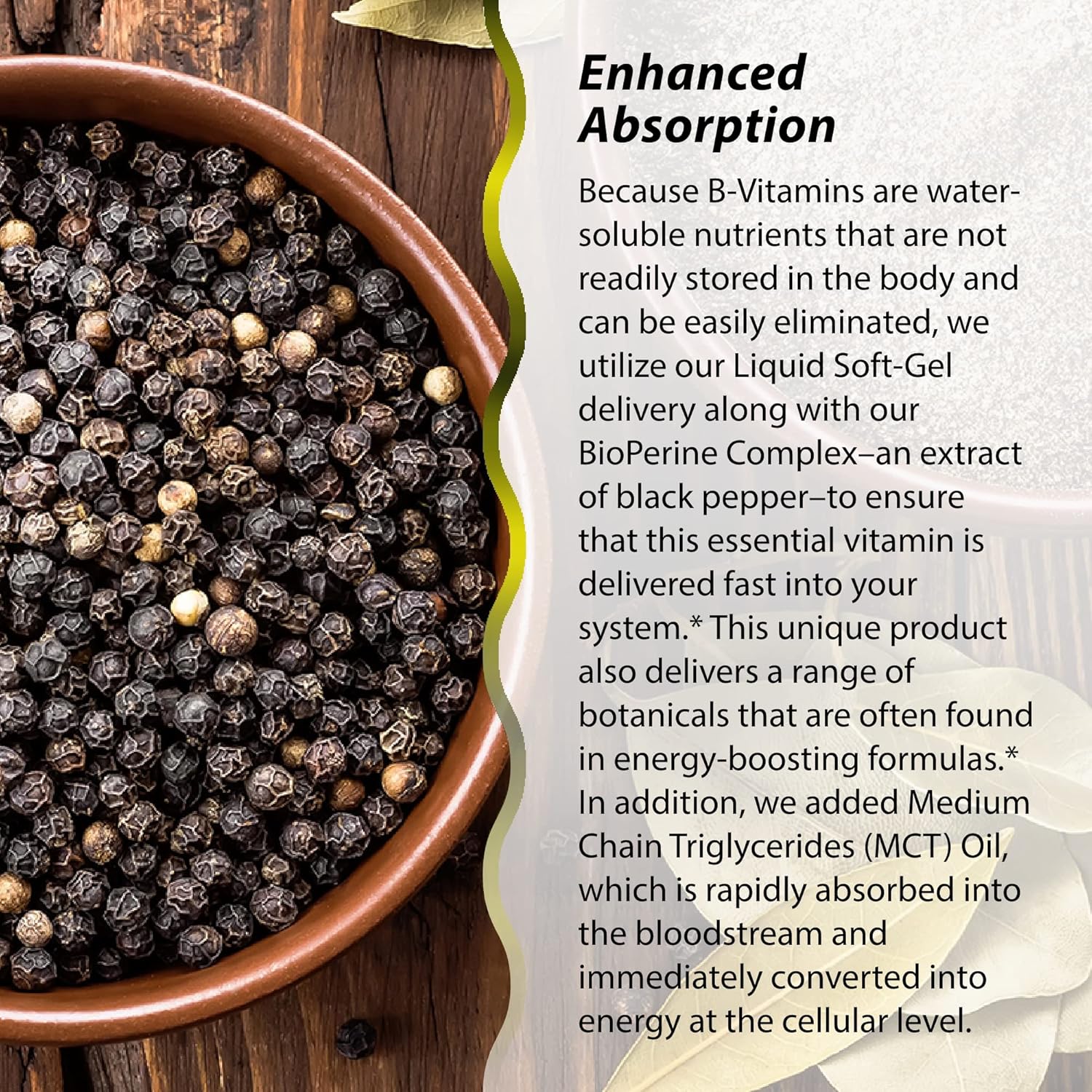 High Potency Mega B-12 1,500mcg Methylcobalamin Vitamin with MCT & Asian Ginseng for Natural Energy Boost - 60 Softgels