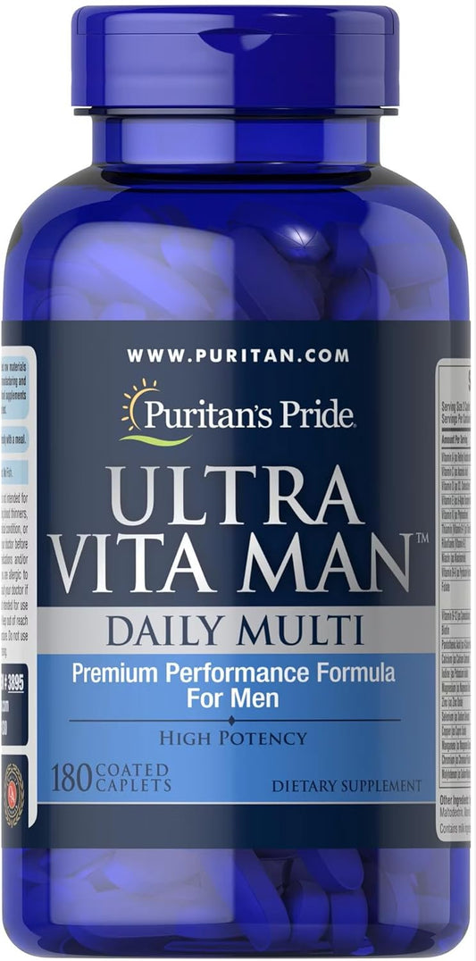 High Potency Men's Multivitamin with Time Release Technology for Immune and Heart Health, 180 Capsules, 3-Month Supply - Puritan's Pride Ultra Vita Man