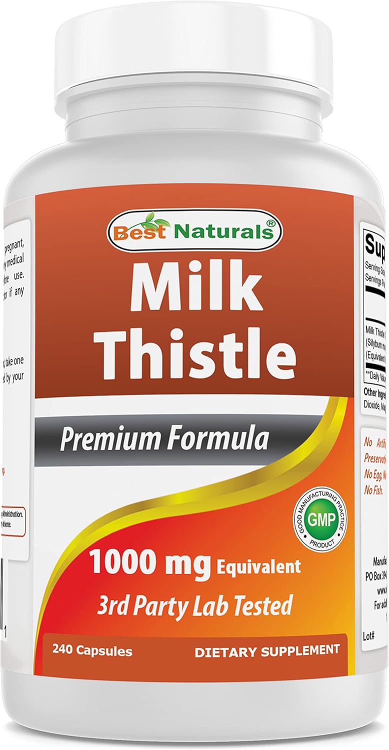 High Potency Milk Thistle Extract 1000mg - 240 Capsules - Non-GMO & Gluten Free - Liver Support Supplement
