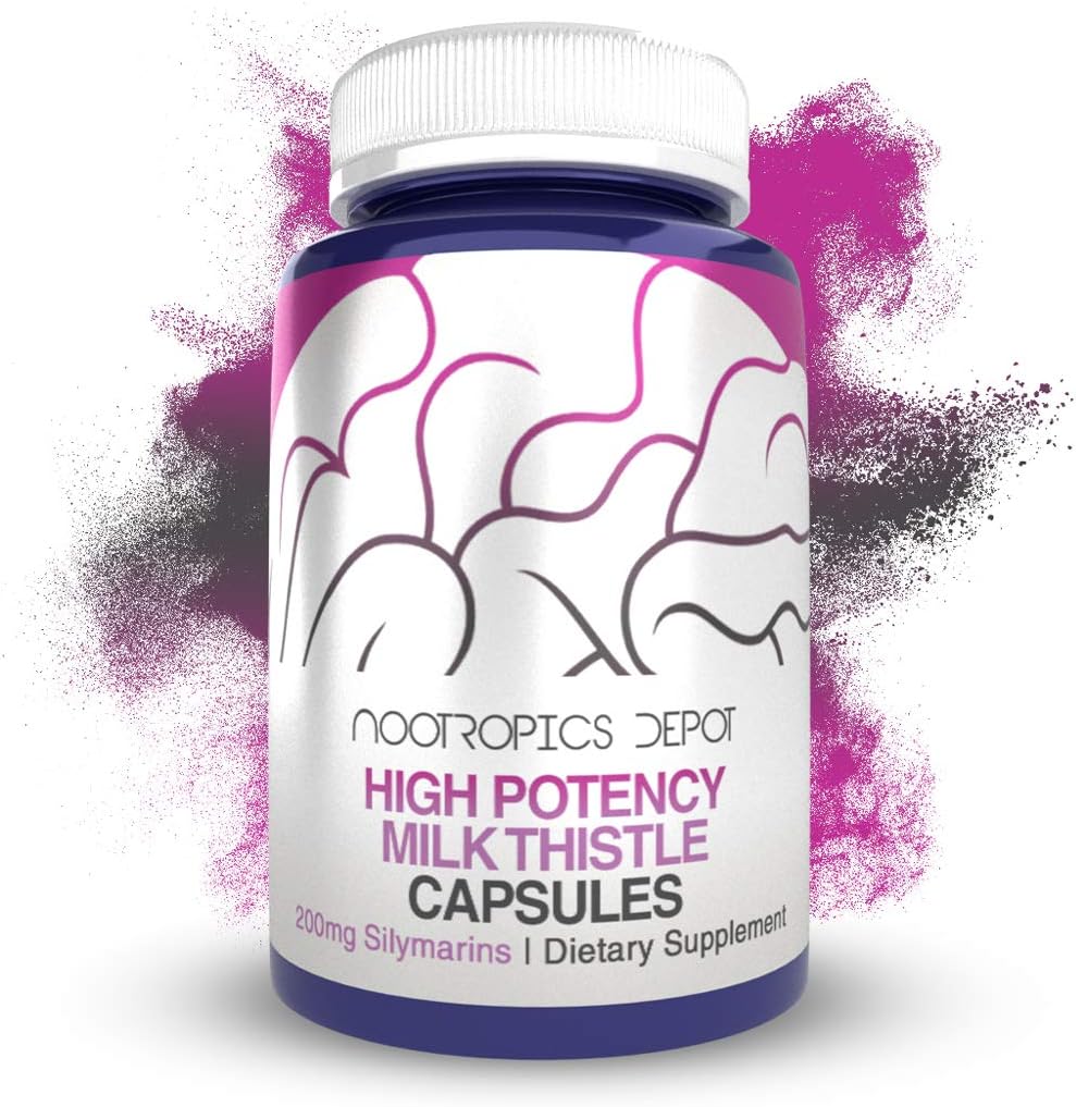 High Potency Milk Thistle Extract Capsules | 200mg Silymarins | 60 Capsules | Nootropics Depot