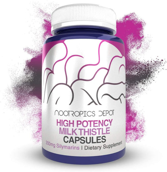 High Potency Milk Thistle Extract Capsules | 200mg Silymarins | 60 Capsules | Nootropics Depot