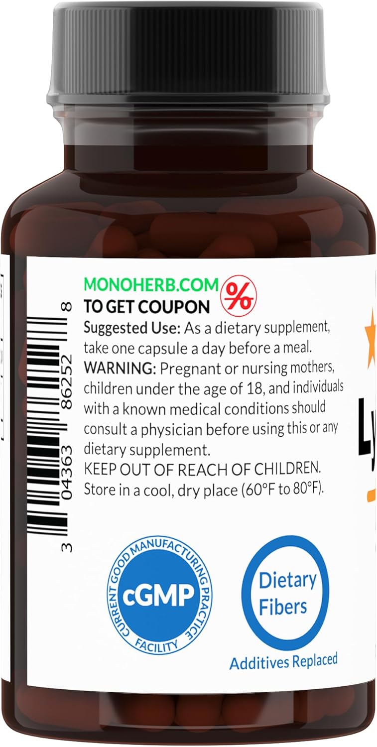 High Potency MONOHERB Lycopene Supplement - 20mg per Capsule - 90 Vegetarian Capsules