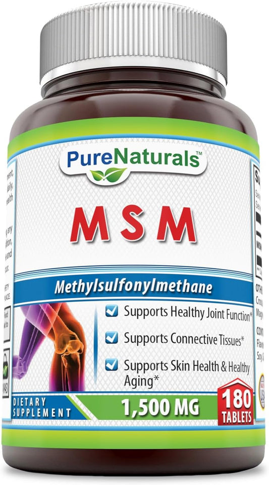 High Potency MSM (Methylsulfonylmethane) Supplement | 1500mg Per Serving | 180 Tablets | Non-GMO & Gluten-Free | USA-Made