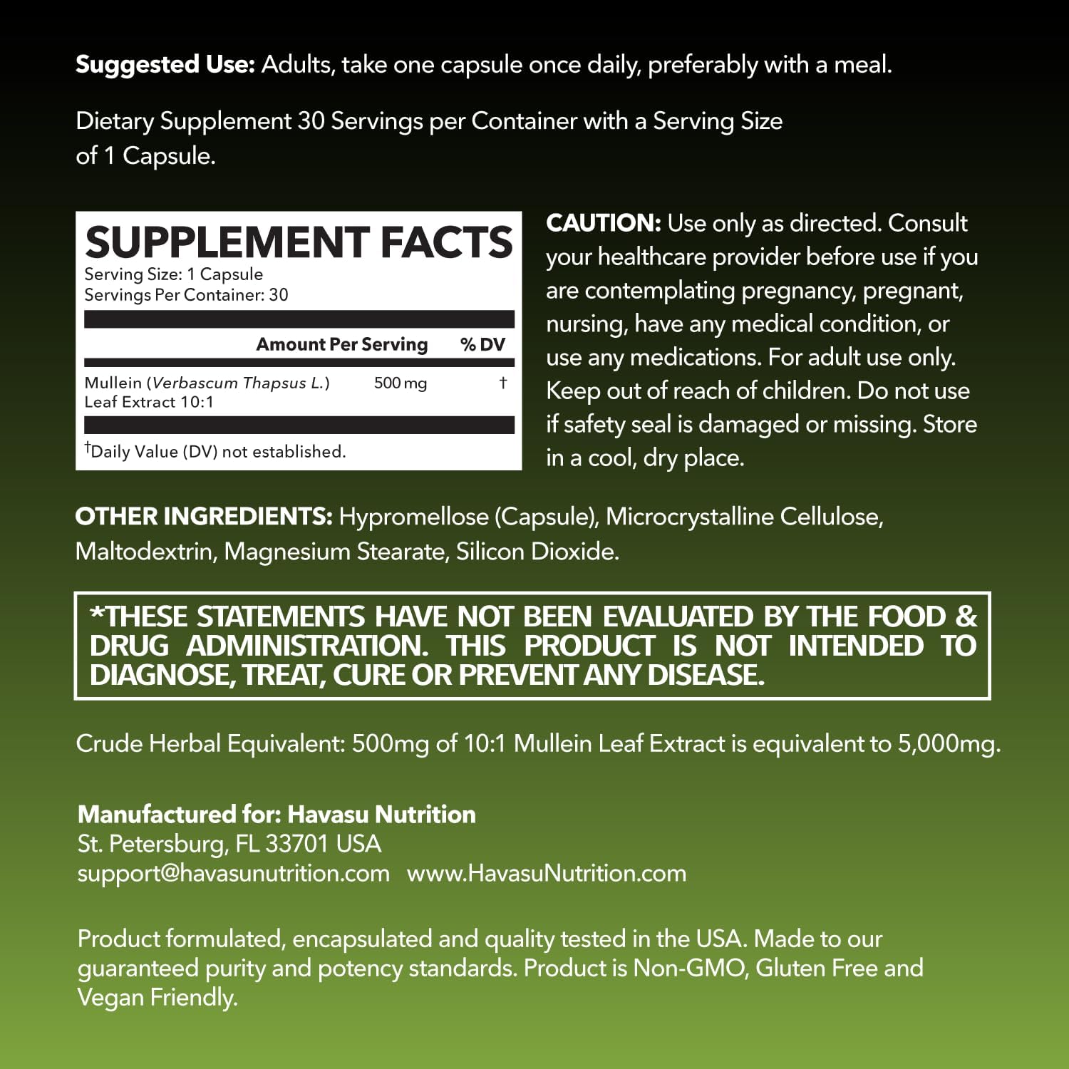 High-Potency Mullein Leaf Capsules for Lung Health - 5000mg Extract 10:1 - Vegan, Non-GMO - Herbal Supplement for Immune Support - 30ct