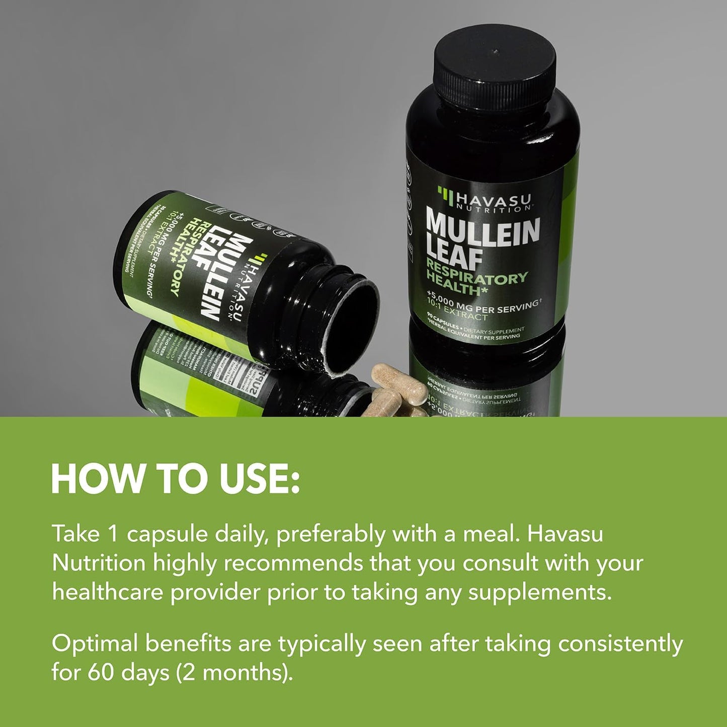 High-Potency Mullein Leaf Capsules for Lung Health - 5000mg Extract 10:1 - Vegan, Non-GMO - Herbal Supplement for Immune Support - 30ct