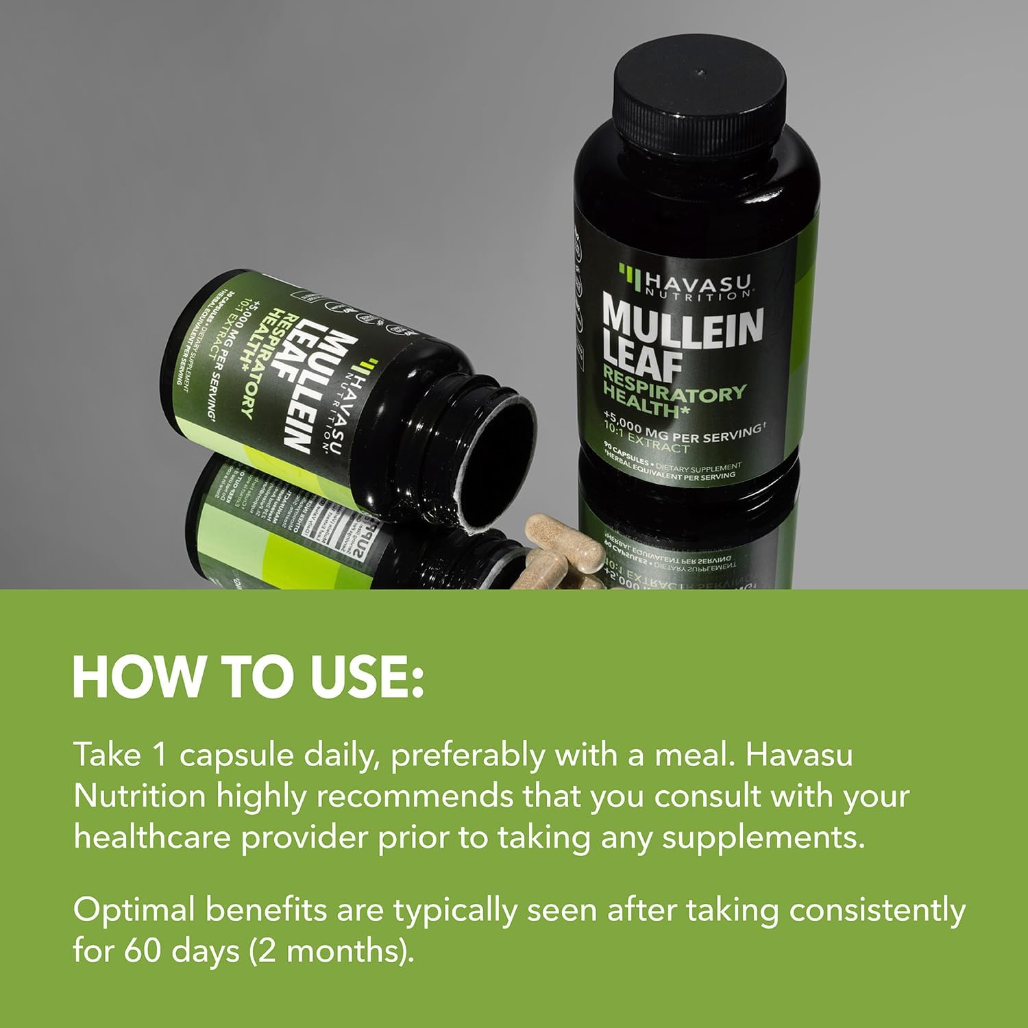High-Potency Mullein Leaf Capsules for Lung Health - 5000mg Extract 10:1 - Vegan, Non-GMO - Herbal Supplement for Immune Support - 30ct