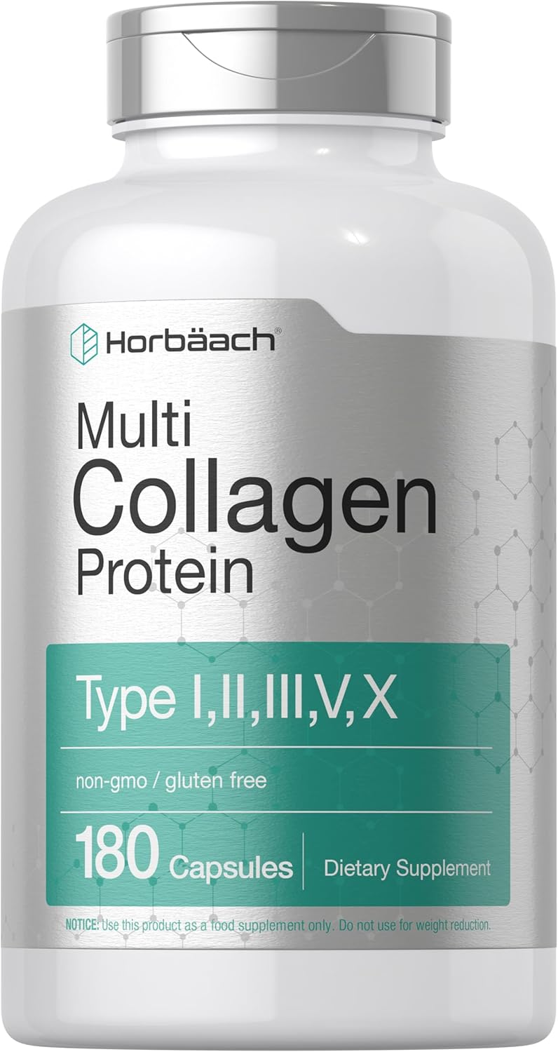 High Potency Multi Collagen Protein Capsules - 180 Count | 2000 mg Hydrolyzed Collagen Type I, II, III, V, X | Keto & Paleo Friendly, Non-GMO, Gluten Free