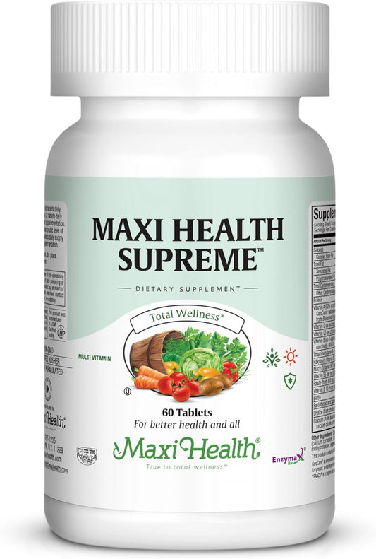 High Potency Multivitamin & Mineral Supplement for Immune Support & Antioxidant Defense - Includes Vitamin A, C, D, E, B12, B6, Biotin, Selenium, Zinc, Inositol - Maxi Health Supreme Formula
