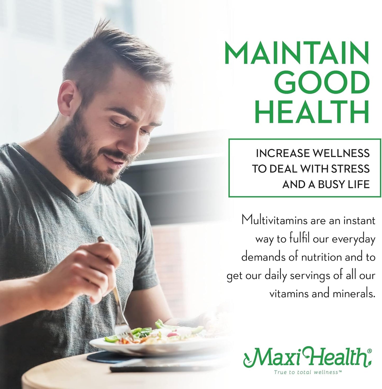 High Potency Multivitamin & Mineral Supplement for Immune Support & Antioxidant Defense - Includes Vitamin A, C, D, E, B12, B6, Biotin, Selenium, Zinc, Inositol - Maxi Health Supreme Formula