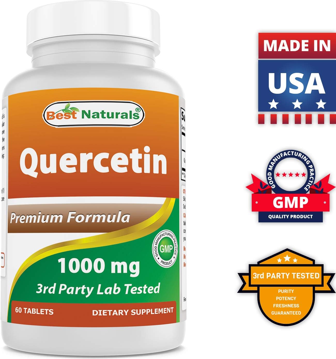 High Potency NAC 600 mg and Quercetin 1000 mg Supplement for Immune Support and Antioxidant Protection