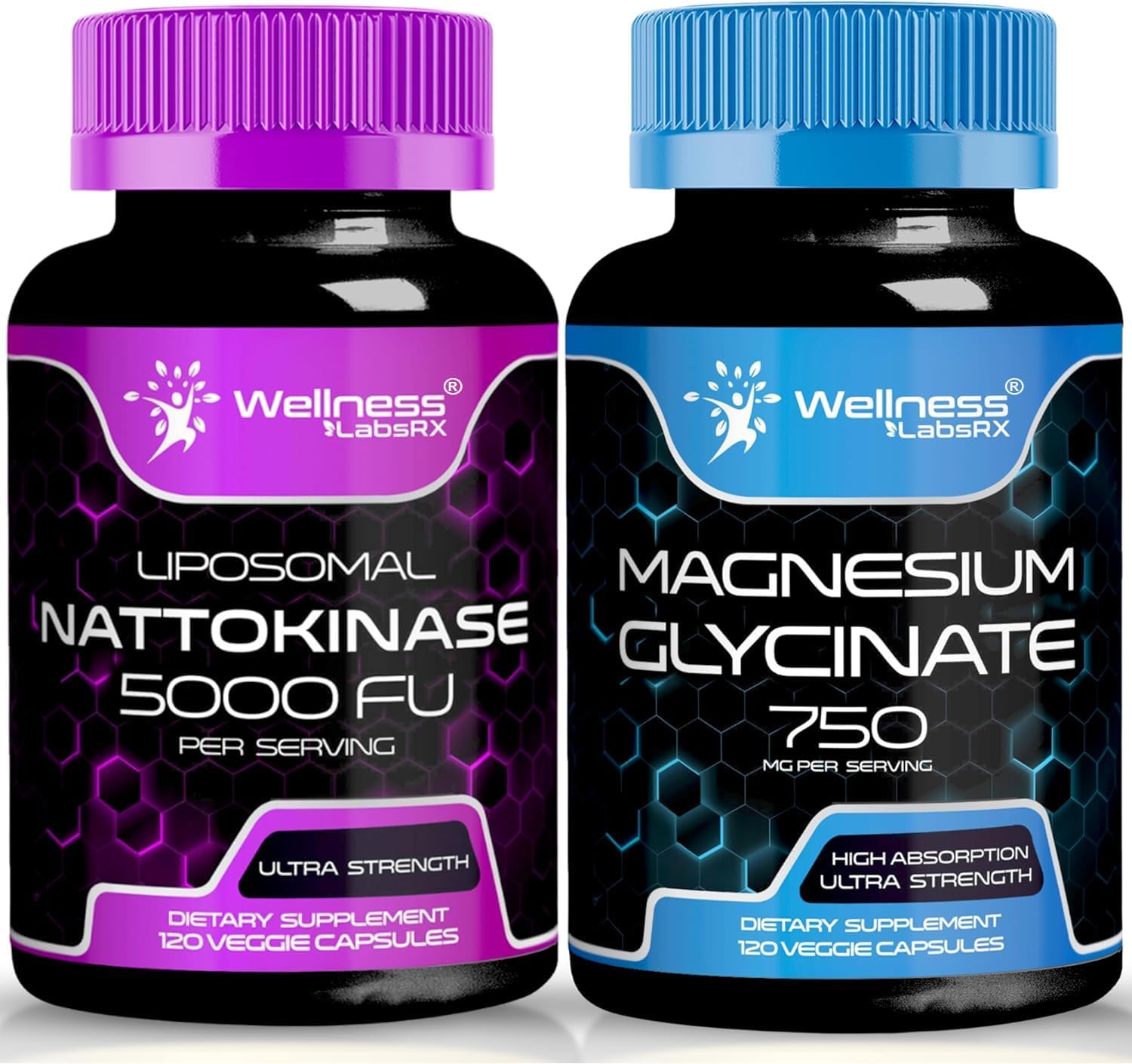 High Potency Nattokinase Supplement Capsules with 5000 FU and Magnesium Glycinate 750 MG