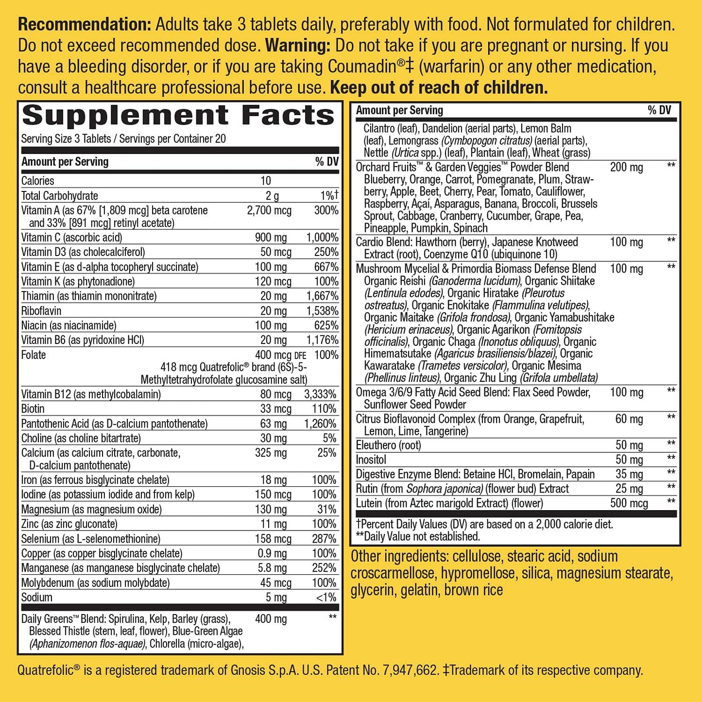 High-Potency Nature's Way Alive! Max3 Multivitamin for Daily Energy Support - 60 Tablets
