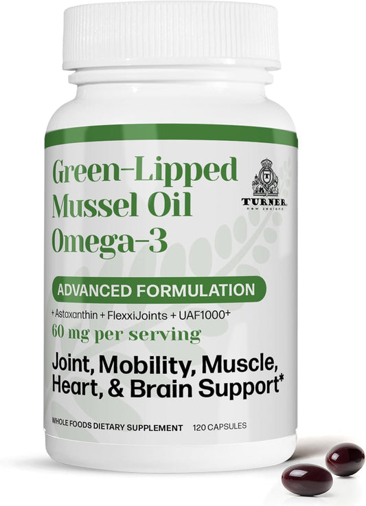 High Potency New Zealand Green Lipped Mussel Oil with Omega-3, UAF1000+ Antioxidant, Joint Comfort, Mobility, 60 Softgels