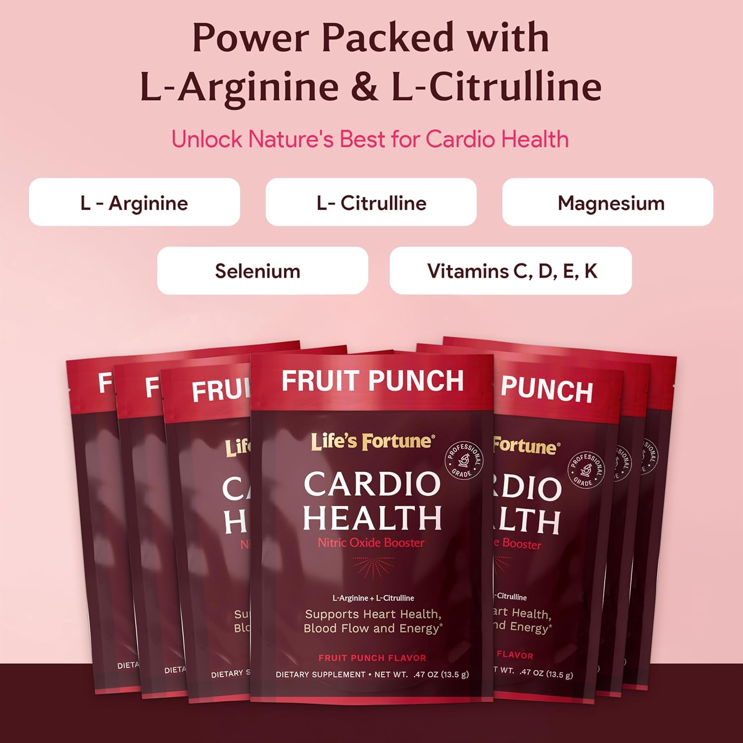 High Potency Nitric Oxide Booster Powder with L Arginine & L Citrulline - Natural Fruit Punch Flavor (7 Servings)