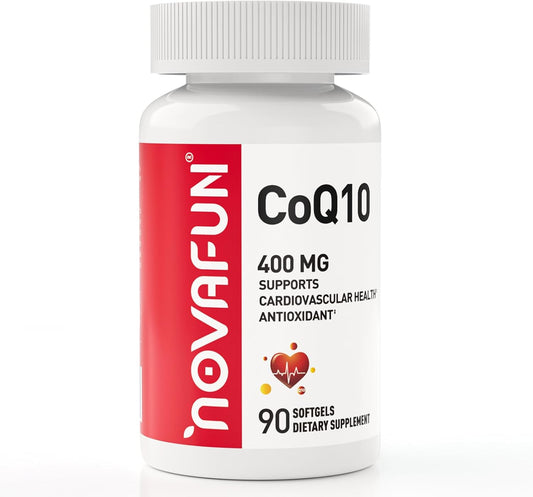 High Potency Novafun CoQ10 Softgels 400mg - Heart Health & Antioxidant Support - 90 Count - Energy Boosting Supplement