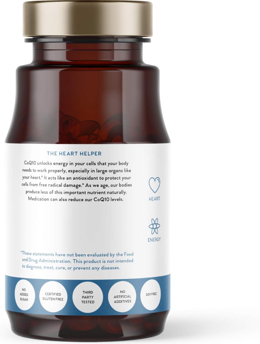 High Potency Nutri-Rich CoQ10 100mg Softgels - Heart Health & Energy Support, Antioxidant for Aging & Statin Users - 3 Month Supply