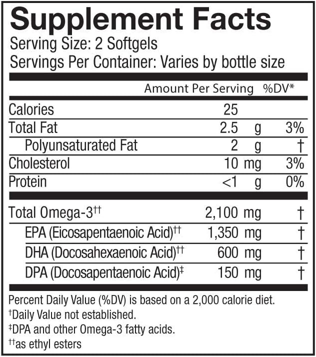 High-Potency OceanBlue Professional Omega-3 2100 - 60 Count Triple Strength Burpless Fish Oil with EPA, DHA & DPA - Orange Flavor - 30 Servings