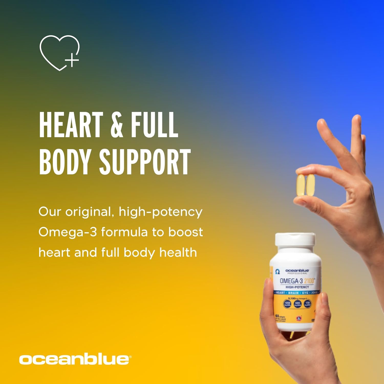 High-Potency OceanBlue Professional Omega-3 2100 - 60 Count Triple Strength Burpless Fish Oil with EPA, DHA & DPA - Orange Flavor - 30 Servings