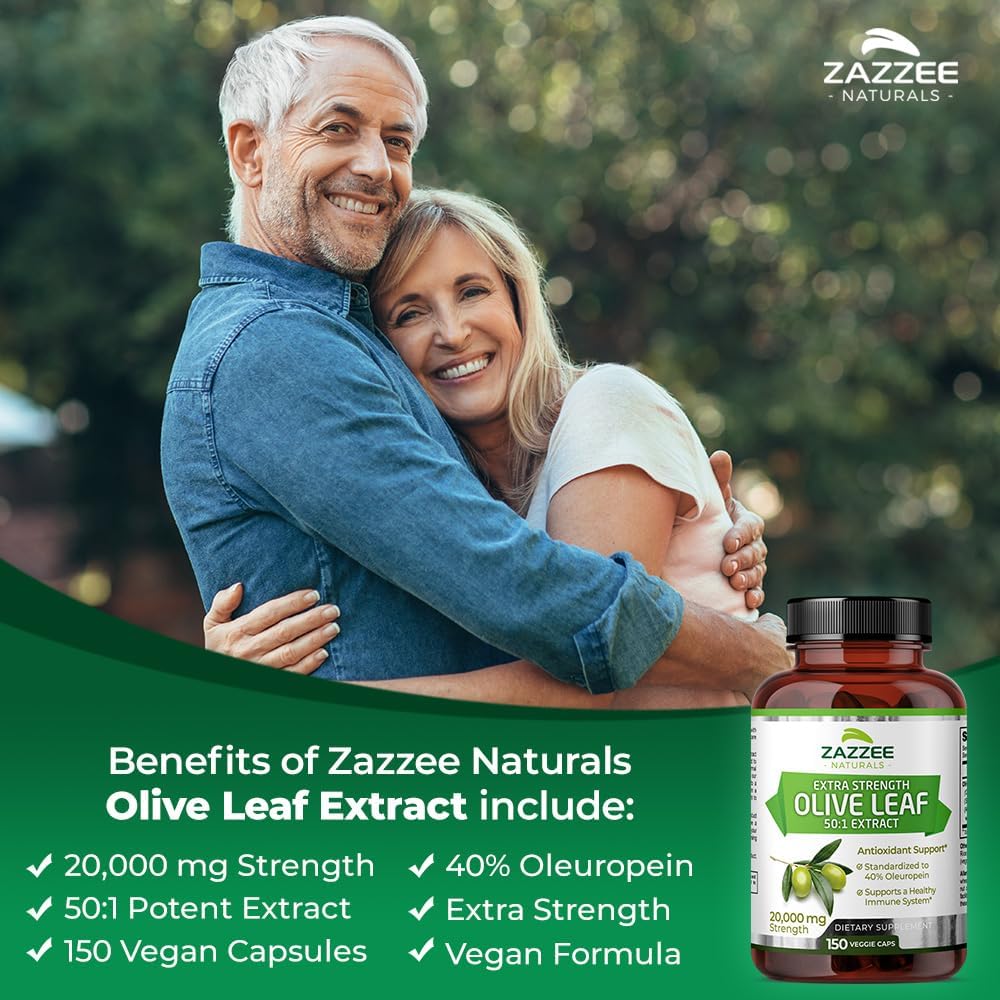 High Potency Olive Leaf Extract - 20,000mg, 40% Oleuropein, 150 Vegan Capsules, 5 Month Supply - Non-GMO, Vegetarian, All-Natural