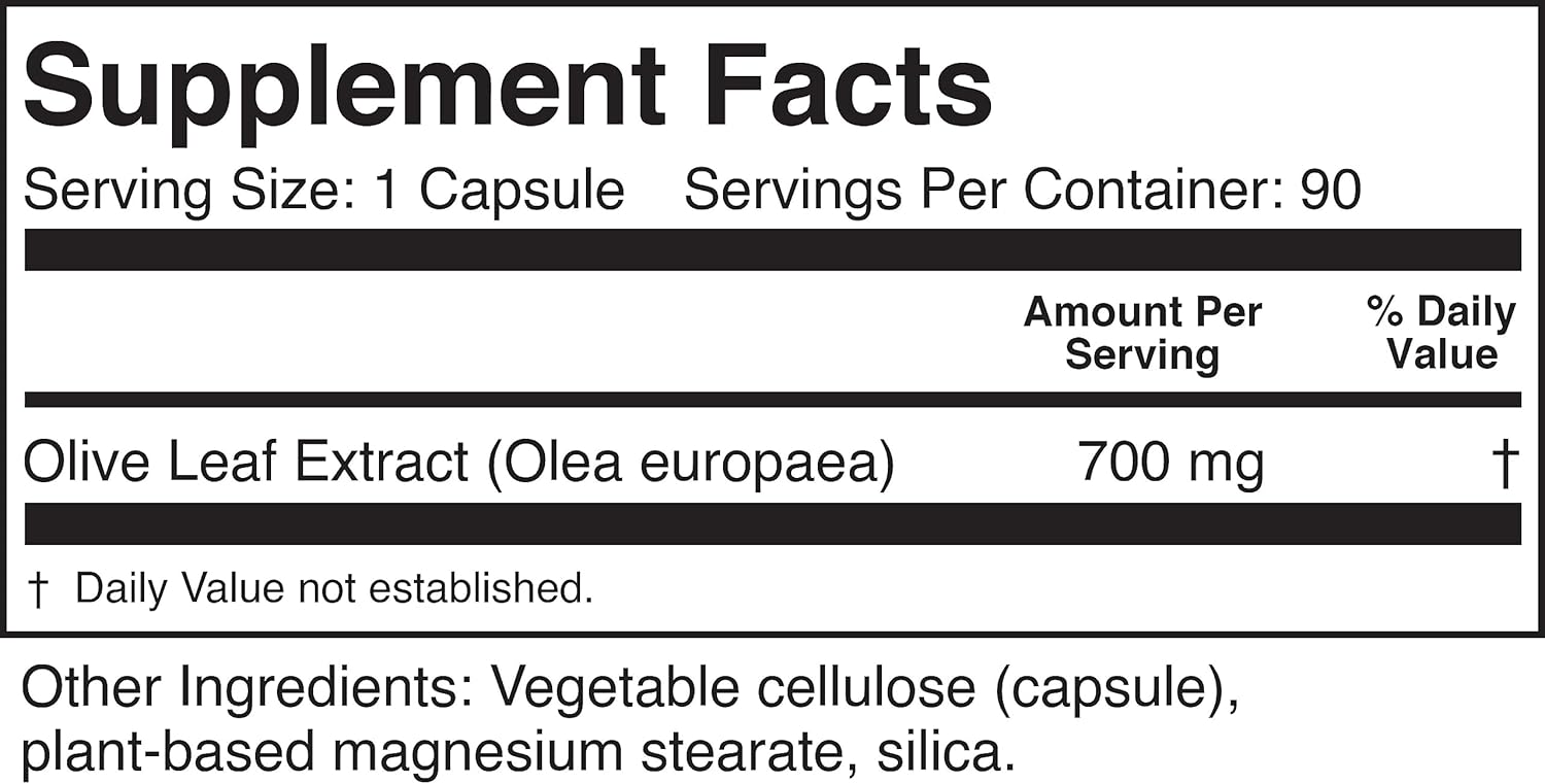 High Potency Olive Leaf Extract 700mg - 180 Capsules - 20% Oleuropein - Promotes Wellness & Immune Support