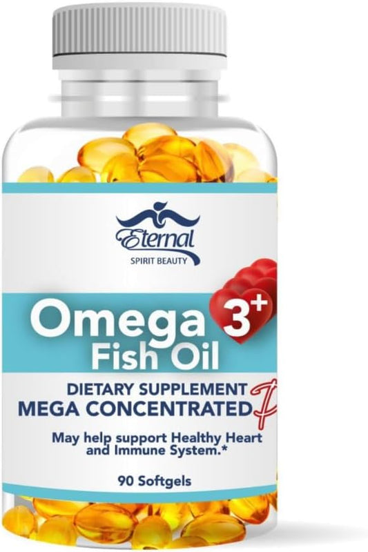 High-Potency Omega-3 Fish Oil Supplement for Heart, Brain, and Immune Support - Mega Concentrated Formula - 60 Softgels