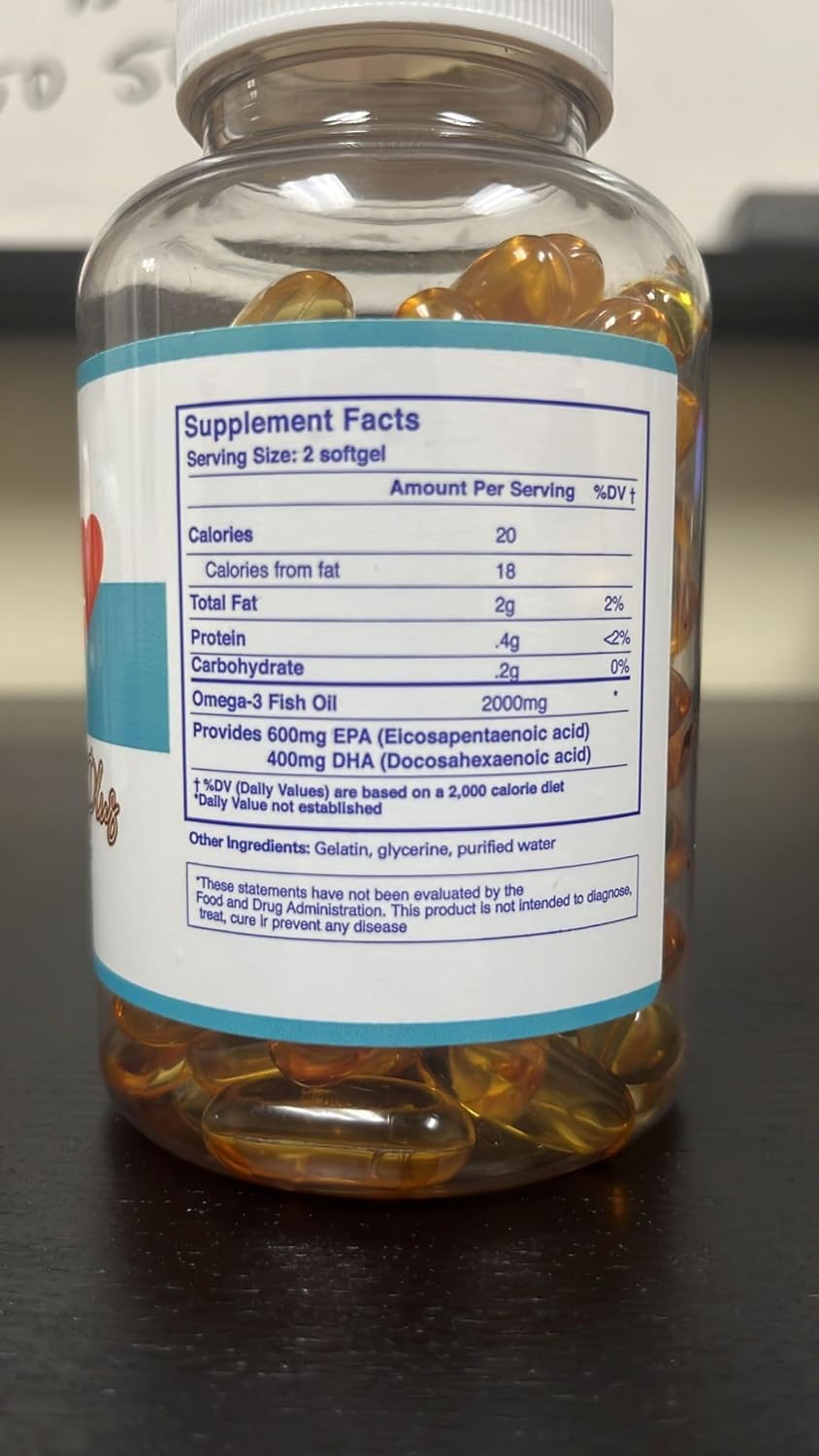 High-Potency Omega-3 Fish Oil Supplement for Heart, Brain, and Immune Support - Mega Concentrated Formula - 60 Softgels