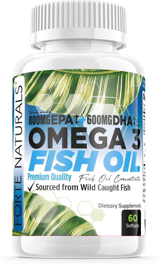 High Potency Omega 3 Fish Oil Supplement with 2000mg Dose - Non GMO Fatty Acid for Pets and Humans - Made in USA