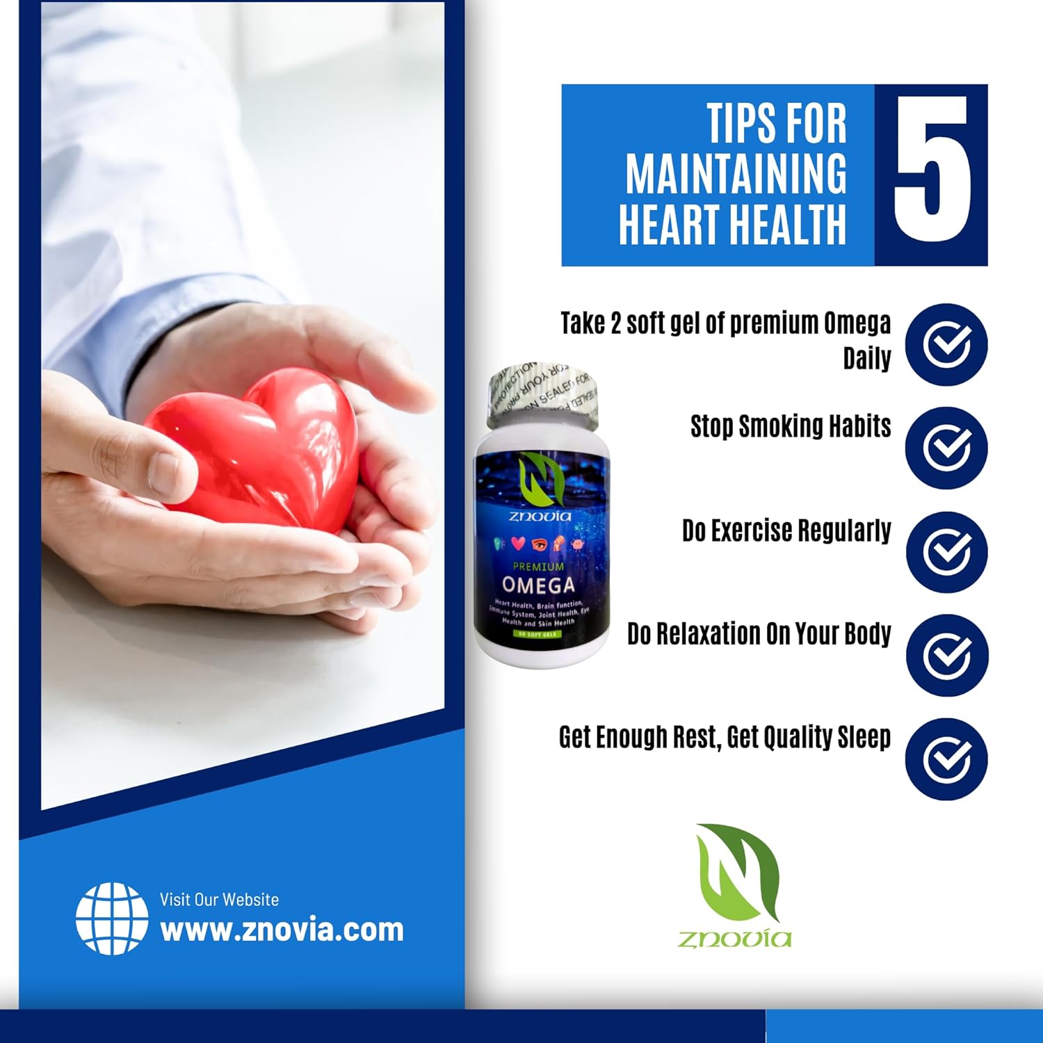 High-Potency Omega Fish Oil Supplement with EPA & DHA, 90 Soft Gels, Promotes Brain, Heart, Skin, Eye, Joint Health - Lemon Flavor