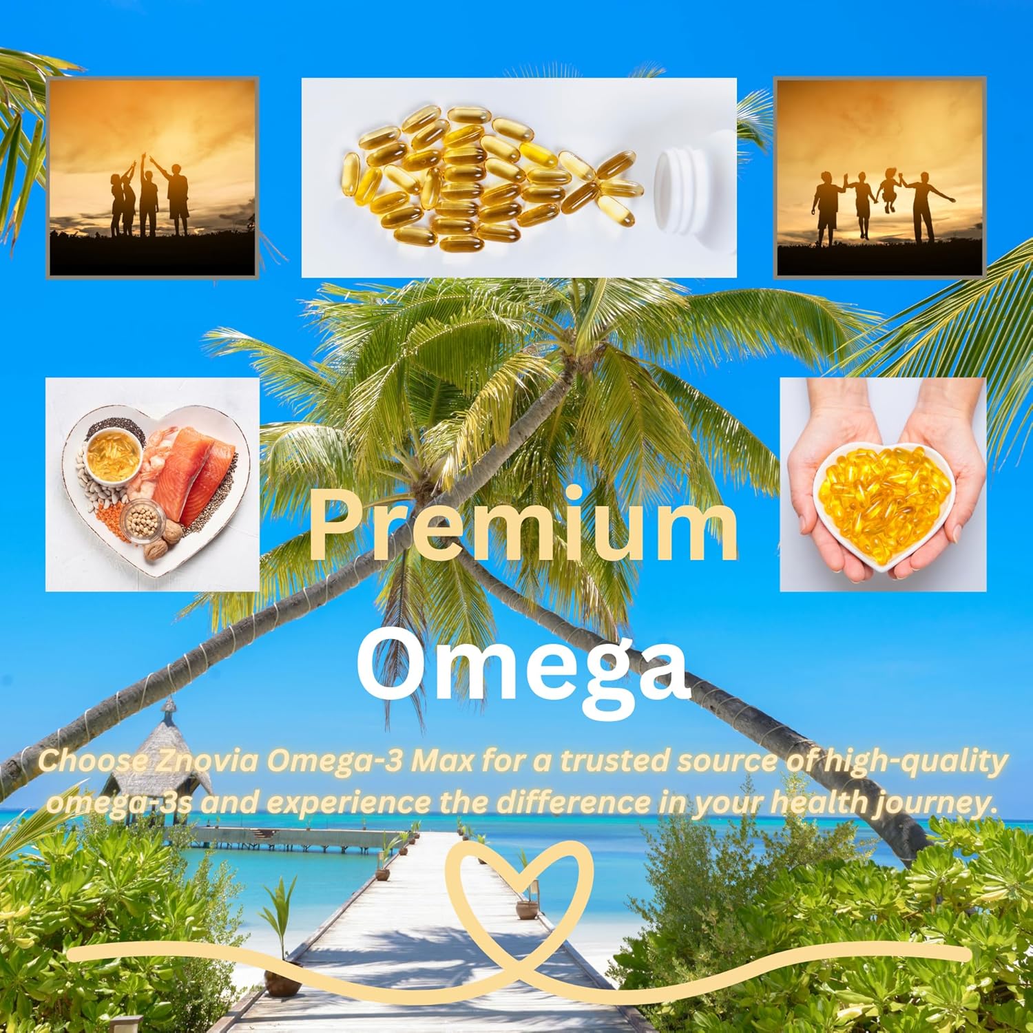 High-Potency Omega Fish Oil Supplement with EPA & DHA, 90 Soft Gels, Promotes Brain, Heart, Skin, Eye, Joint Health - Lemon Flavor