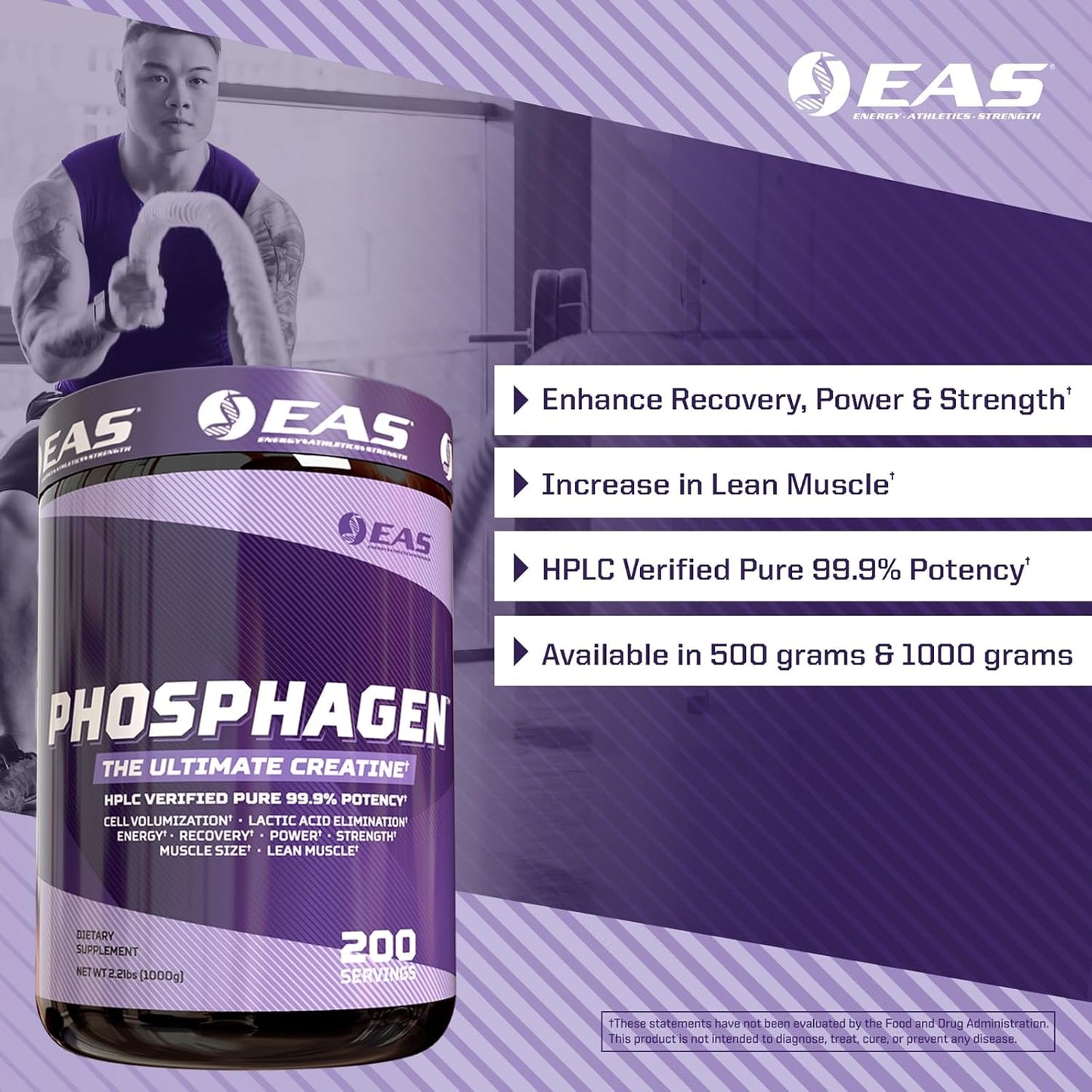 High-Potency Phosphagen Ultimate Creatine Powder for Power, Strength, & Muscle Size | 99.9% Pure | 200 Servings (Unflavored)
