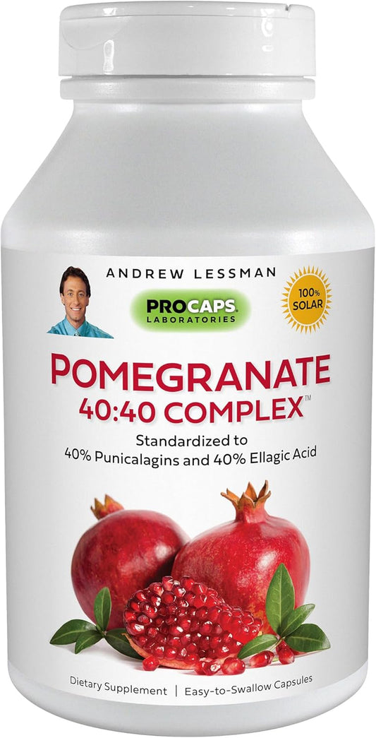 High-Potency Pomegranate 40-40 Complex Capsules - Natural Defense Against Free Radical Damage, No Sugar or Additives, 60 Count