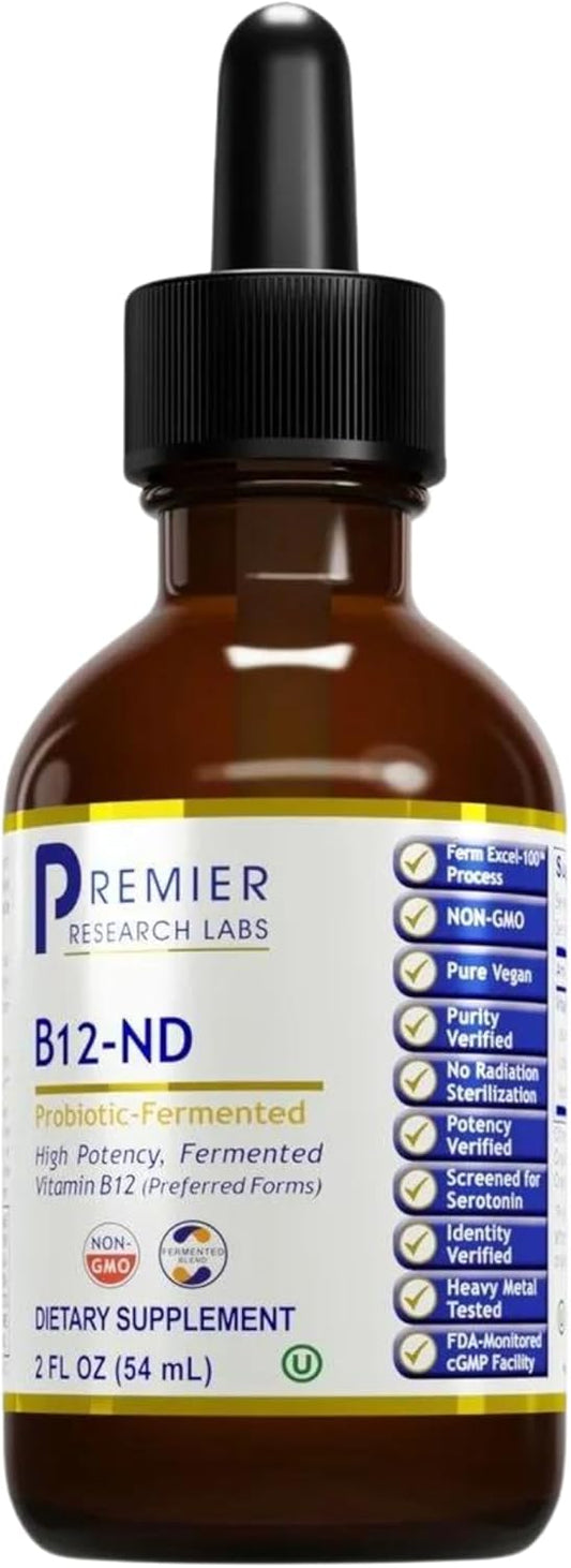 High-Potency Premier Research Labs B12-ND for Energy, Memory & Brain Focus - Vegetarian & Vegan Friendly - 2 fl oz