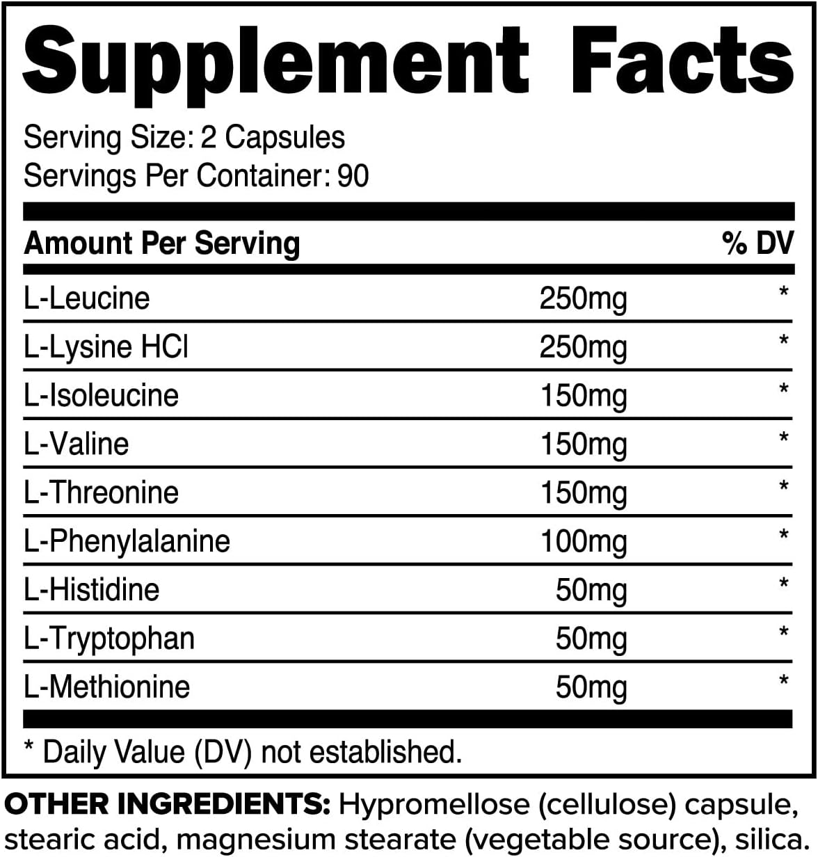 High Potency PrimaForce EAA Capsules - 1200mg, 180 Capsules, 90 Servings - Non-GMO, Gluten-Free, Vegetarian - Essential Amino Acids